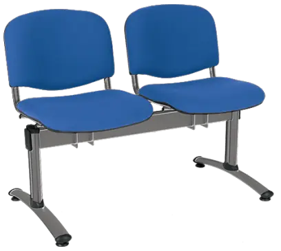 CL - 22, čalouněná lavice do čekárny, 2-sedák, koženka AN - 067 nebeská modrá, kostra chrom